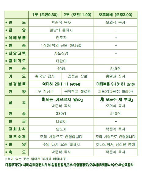 2023년 9월 3일 주보